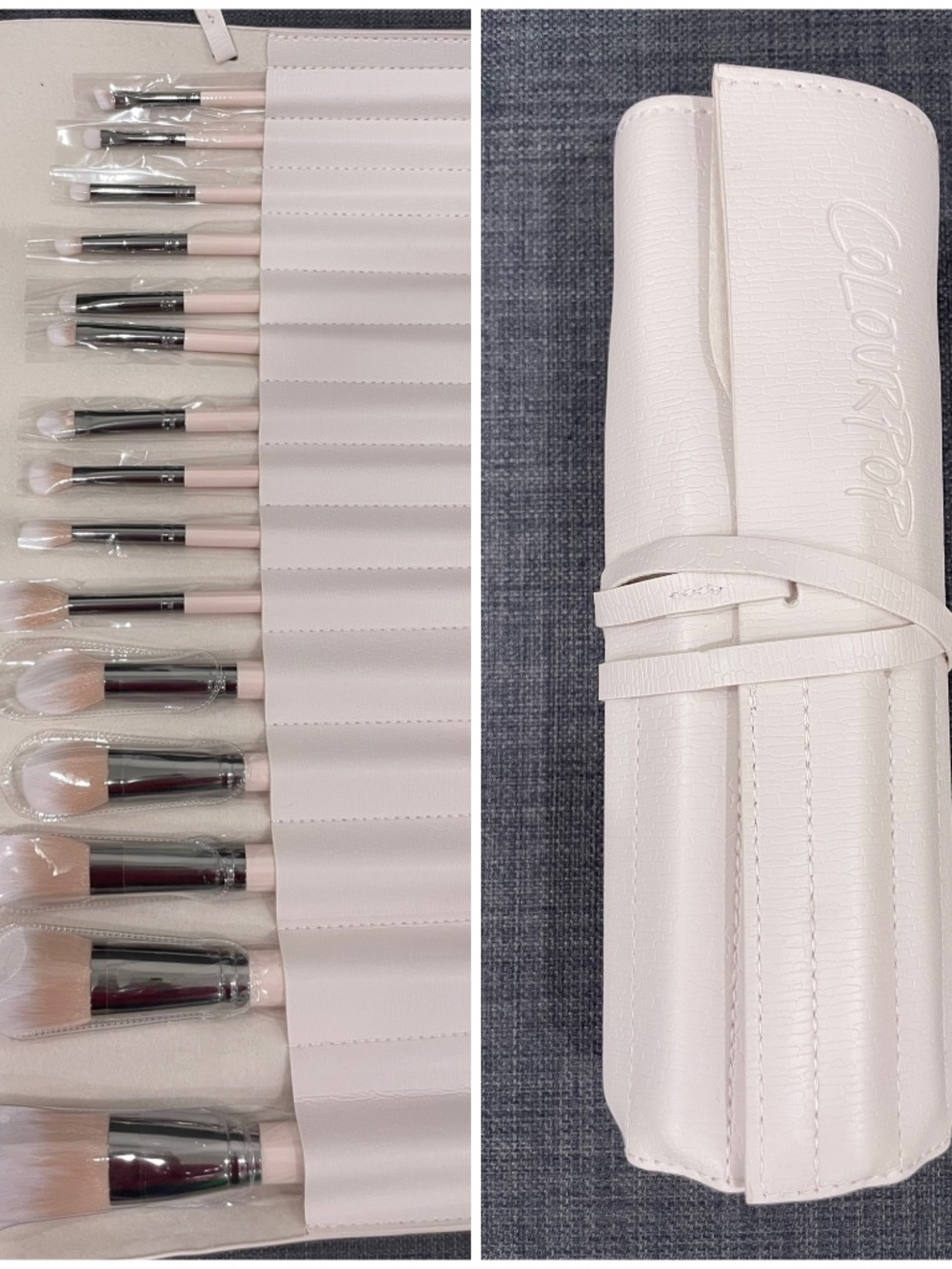 NWT COLOURPOP Stone Cold Complete 15-Piece Brush Roll Set - Vegan Ombre Bristles